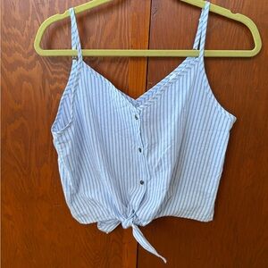 Striped Blue Button-Down Women’s Top